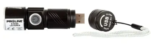 Lanterna LED PROLINE 51030, 3W, 160 Lumeni, 600 Mah, USB, 95 mm (Negru)