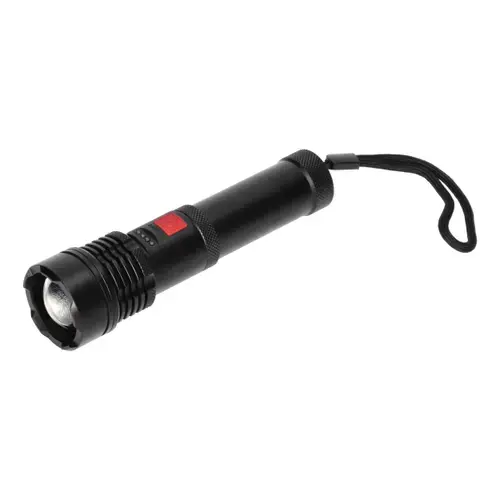Lanterna LED tactica Virone LT-12, 12 W, zoom, baterie 2200 mAh, incarcare micro USB, Negru