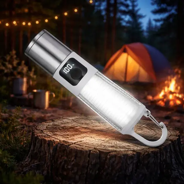 Lanterna LED telescopica, cu display si carlig de prindere, incarcare USB Type-C, CB-005