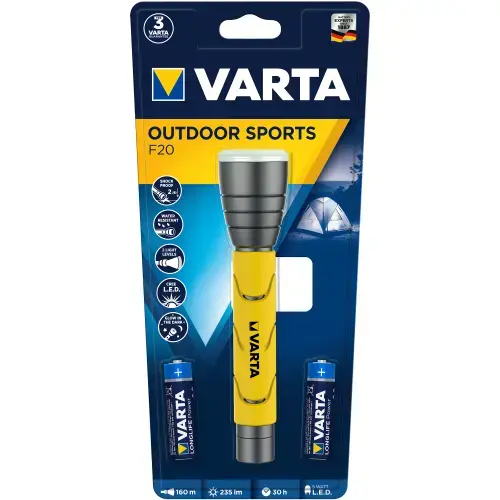 Lanterna LED Varta Outdoor Sports, 5W, 235 lm, 2AA, Galben