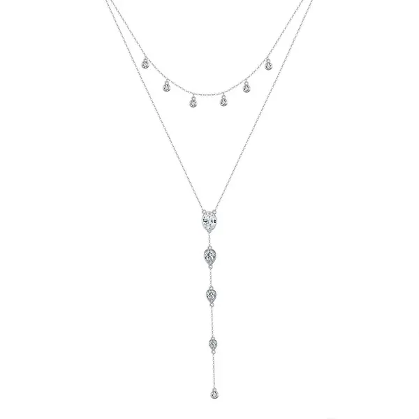 Lantisor argint 925, JW1768, model dublu lung, placat cu rodiu