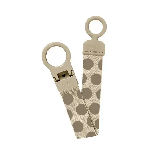 Lantisor clip Loop pentru suzeta BIBS Studio Collection Polka Dots Mega Vanilla Dark Oak