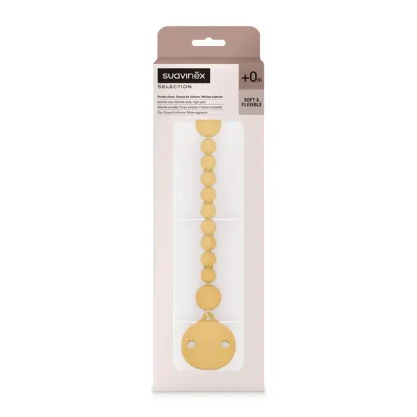 Lantisor cu clips pentru suzeta Colour Essence, Galben, 1 bucata, Suavinex