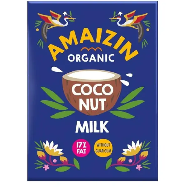 Lapte de Cocos Bio, 17% Grasime, Tetra Pack, Amaizin, 500 ml