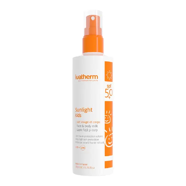 Lapte pentru copii cu protectie solara SPF 50+ Sunlight, 200 ml, Ivatherm