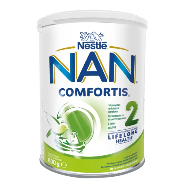 Lapte praf de continuare pentru bebelusi NAN Comfortis 2 de la 6 luni, 800g, Nestle