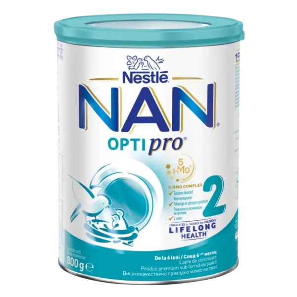 Lapte praf de continuare pentru bebelusi NAN Optipro 2 de la 6 luni, 800g, Nestle