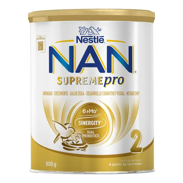 Lapte praf de continuare pentru bebelusi NAN Supreme Pro 2 de la 6 luni, 800g, Nestle