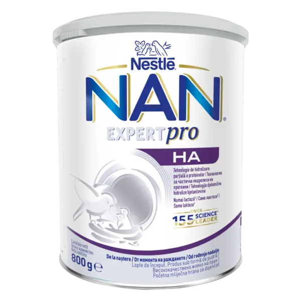 Lapte praf de inceput pentru bebelusi NAN HA de la nastere, 800g, Nestle