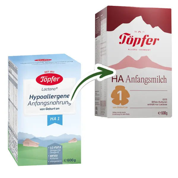 Lapte praf hipoalergenic HA1, de la nastere, 600g, Topfer