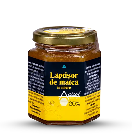 Laptisor de matca in miere 20%, 200ml, Apicol Science