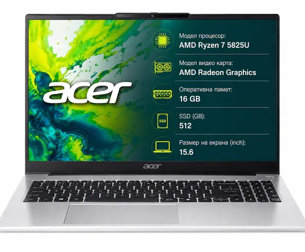 Laptop Acer - Aspire Lite 15, 15.6'', FHD, 16GB/512GB, Light Silver
