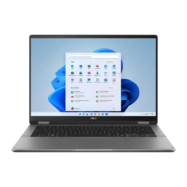 Laptop ASUS Vivobook 14 Flip OLED TP3407SA-QL060X, Intel Core Ultra 7 258V pana la 4.8GHz, 14" WUXGA, 32GB, SSD 1TB, Intel Arc Graphics, Windows 11 Pro, Matte Gray