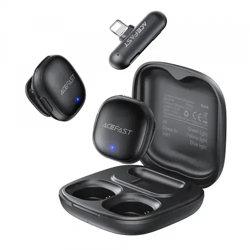 Lavaliera Acefast R1, Lightning, Set 2 bucati, Negru