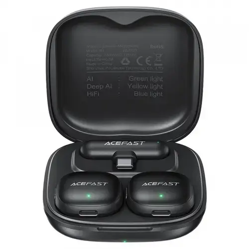 Lavaliera Acefast R1, USB-C, Set 2 bucati, Negru