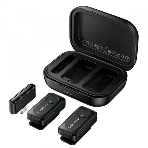 Lavaliera Borofone BFK17 Lemai, USB-C, Set 2 bucati, Neagra