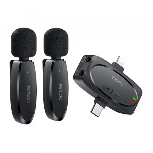 Lavaliera Yesido KR15, USB-C / Lightning, Set 2 bucati (Negru)