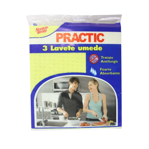 Lavete umede practic Scotch-Brite 3 buc Lavete umede practic Scotch-Brite 3 buc