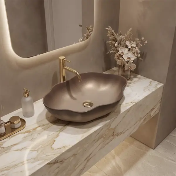 Lavoar baie 50x38 cm, asimetric, maro mat, Rea Pearl Ombre