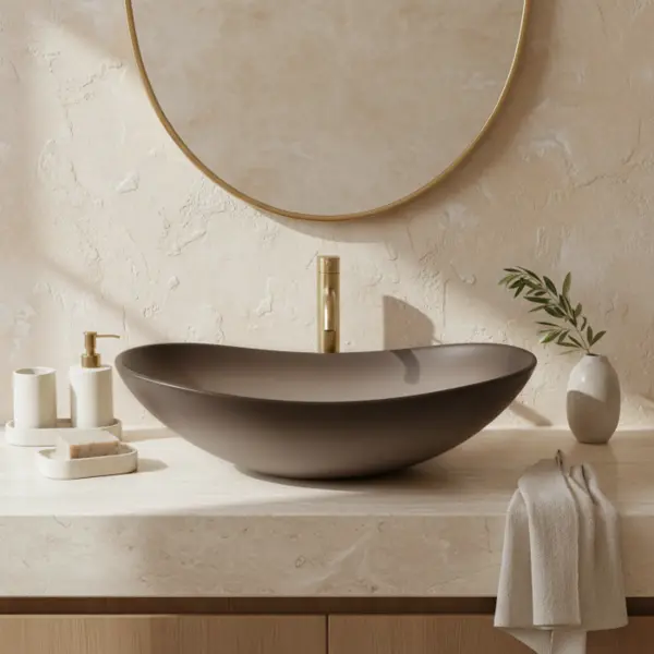 Lavoar baie 62x36 cm, maro mat, oval, Rea Royal Ombre