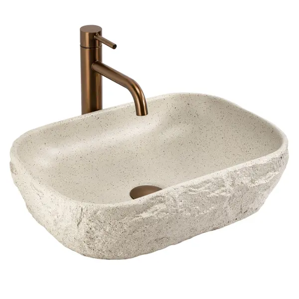Lavoar baie cu montare pe blat 46x32 cm, imitatie piatra, Rea Bianka