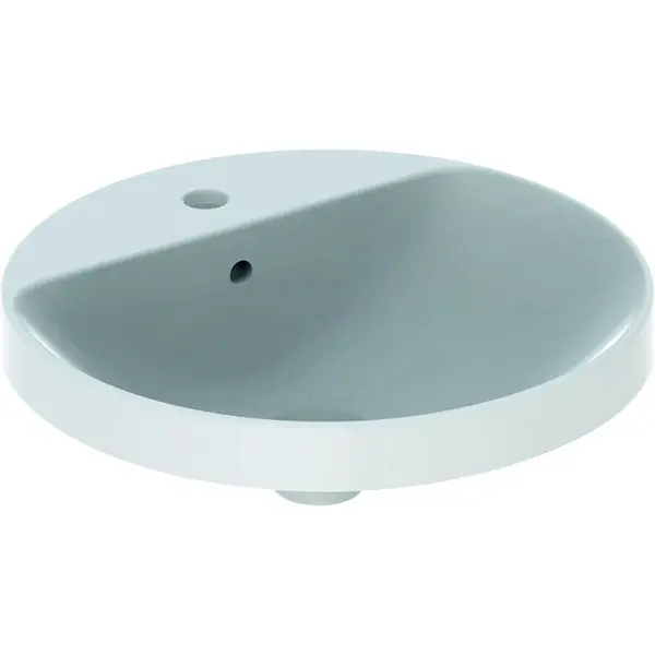 Lavoar baie incastrat alb 48 cm, rotund, cu orificiu baterie, Geberit VariForm