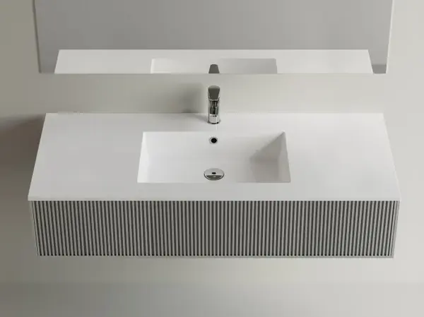 Lavoar baie incastrat din compozit 120x50 cm, alb mat, dreptunghiular Foglia Pure 120