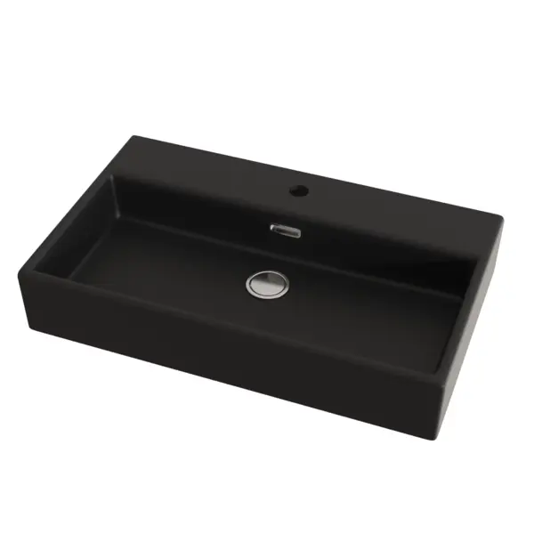 Lavoar baie pe blat Celesta Urban 70 70 x 41 x 14 cm orificiu baterie ceramica negru mat