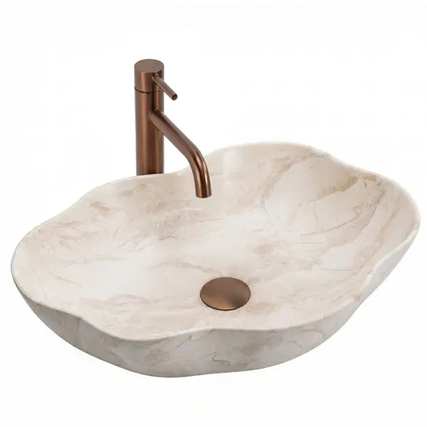 Lavoar baie Pearl, bej imitatie piatra, 50,5 x 38 cm