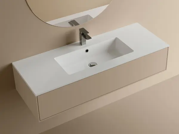 Lavoar din compozit, incastrat, 121x46x14.2 cm, alb, Foglia Evian