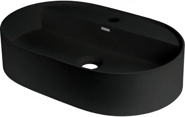 Lavoar din granit, montare blat, cu gaura pentru baterie, negru, Deante Silia