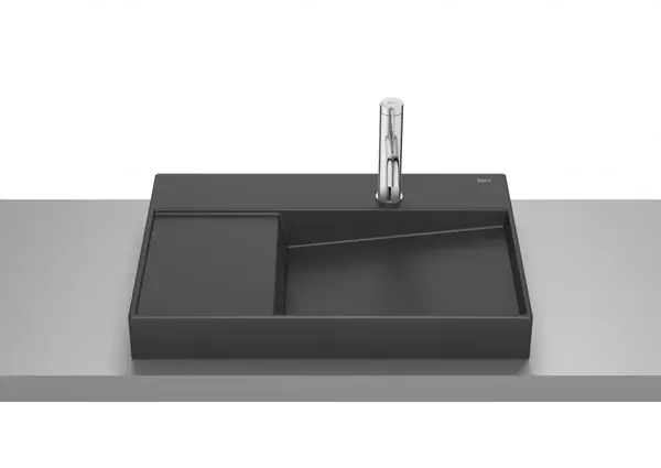 Lavoar dreptunghiular Roca Horizon A32727408B, 600 x 420 mm, montare pe blat, Negru mat