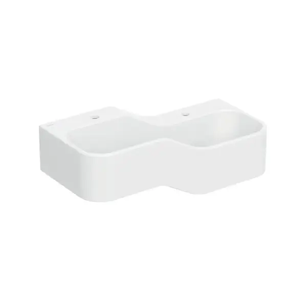 Lavoar dublu pentru copii, alb alpin, 90x39 cm, dreapta, fara preaplin, 2 orificii pentru baterie, Geberit Bambini
