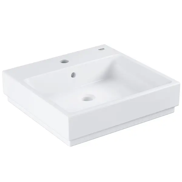 Lavoar Grohe Cube Ceramic 3947800H, montare pe blat, preaplin, 500 x 490, anti-aderent, anti-bacterian, Alb