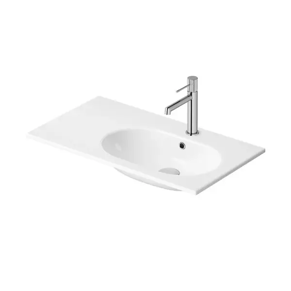 Lavoar incastrat 80x45 cm, alb, orienatre stanga, Cersanit Zen