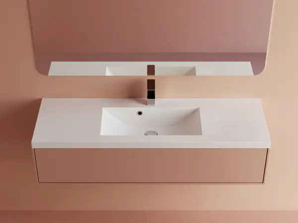 Lavoar incastrat din compozit, 120 x 39 cm, alb lucios, dreptunghiular, Foglia Jody