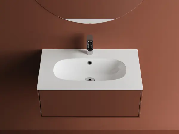 Lavoar incastrat din compozit, 71x46x14.2 cm, alb lucios, Foglia Dover