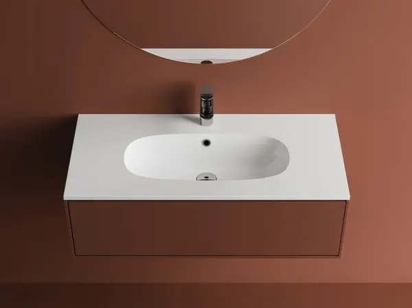 Lavoar incastrat din compozit, 91x46x14.2 cm, alb lucios, Foglia Dover