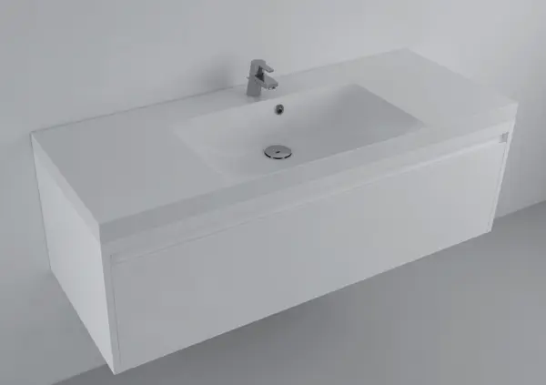 Lavoar incastrat din compozit, dreptunghiular, alb lucios, 121 x 46.4 cm, Foglia Modulo