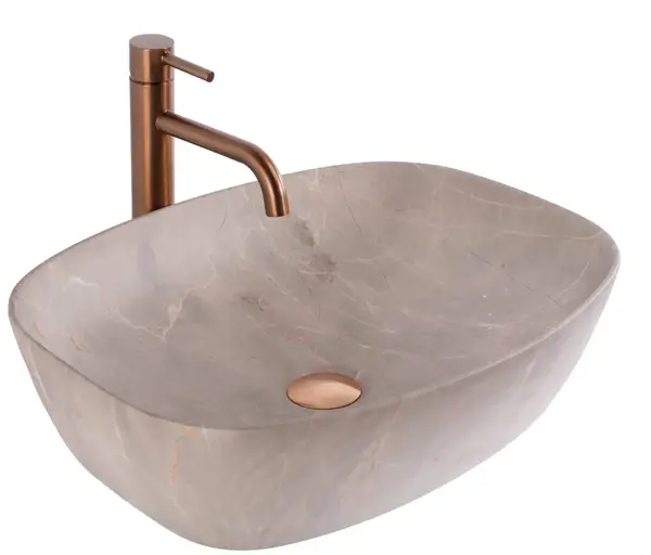 Lavoar oval Rea Freja, finisaj mat imitatie piatra, 51 x 39,5 cm