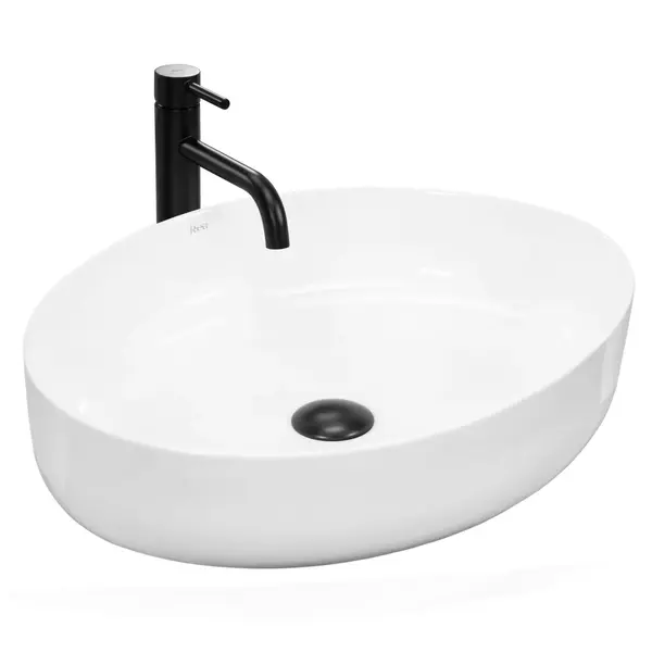 Lavoar oval Rea Queen, ceramica alb lucios, 55 x 41.5 cm