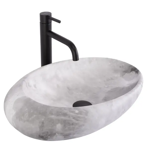 Lavoar oval Rea Roxy, finisaj mat imitatie piatra, 49 x 31 cm