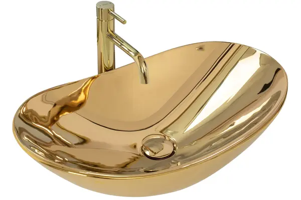 Lavoar oval Rea Royal, auriu lucios, 60 x 36 cm