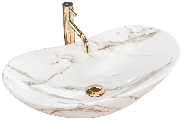 Lavoar oval Rea Royal, imitatie piatra, 62,5 x 36 cm