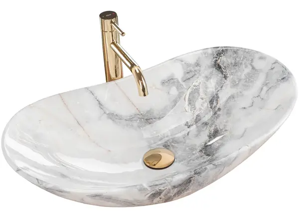 Lavoar oval Rea Royal, imitatie piatra, 62,5 x 36 cm