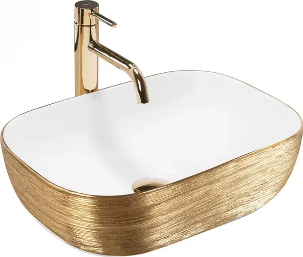 Lavoar pe blat alb cu auriu periat 46x33 cm Rea Belinda
