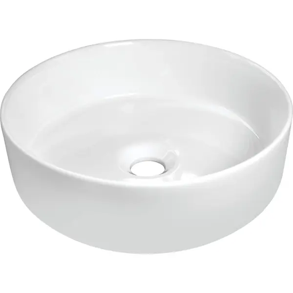 Lavoar pe blat alb lucios 36 cm, rotund, Deante Silia