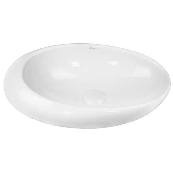 Lavoar pe blat alb lucios 49 cm, oval, Fluminia Egg