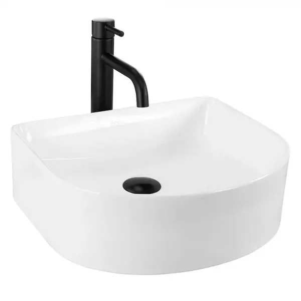 Lavoar pe blat alb lucios, forma semicirculara 40 cm, Rea Clara