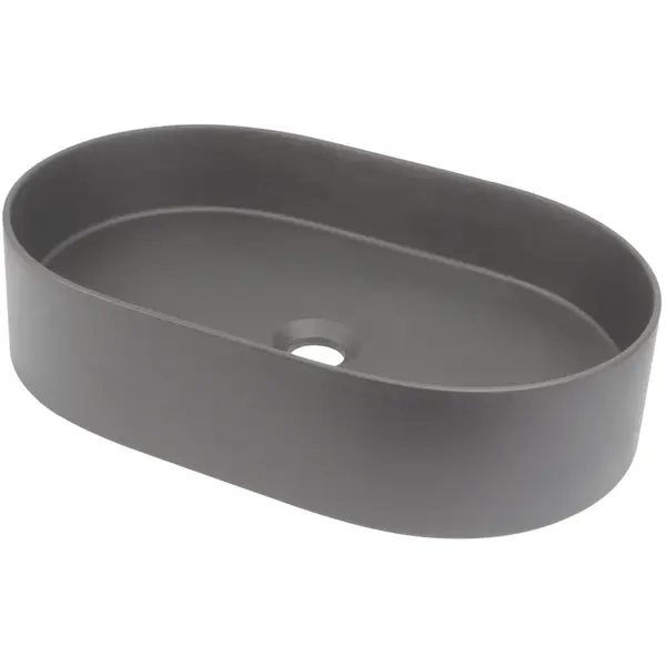 Lavoar pe blat compozit antracit Deante Silia, oval, 55 cm